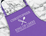 Personalised King Of Cakes Mens Apron Custom Cooking Baking Barbecue Apron BBQ Gifts For Him Dad Husband Boyfriend Apron Gift Idea AP0813