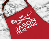 Personalised BBQ King Apron Fathers Day Custom Cooking Baking Apron Gifts For Him For Dad For Husband Mens Apron Barbecue Gift Idea AP0016
