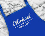 Personalised Sous Chef Apron Custom Cooking Baking Apron Gifts For Him For Her For Husband For Wife Mens Womens Apron Daddy Gift Idea AP0005