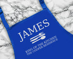 Personalised King Of The Kitchen Mens Apron Cooking Baking Barbecue Apron BBQ Gifts For Him Dad Husband Boyfriend Apron Gift Idea AP0811