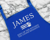 Personalised King Of The Kitchen Mens Apron Cooking Baking Barbecue Apron BBQ Gifts For Him Dad Husband Boyfriend Apron Gift Idea AP0811