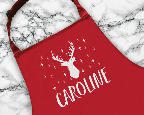 Personalised Reindeer Christmas Apron Gift For Mum Dad Brother Sister Husband Boyfriend Cooking Baking Custom Apron Christmas Gift