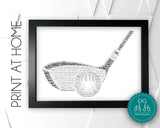 Personalised PRINTABLE Golf Club Word Art Gift Golfing Gifts Print Sports Gifts For Golfer Club Wall Art Digital Download DDGC1081