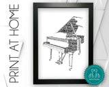 Personalised PRINTABLE Grand Piano For Pianist Piano Gift Word Art Musical Gifts Wall Room Decor Prints Digital Download Prints DDPG0045