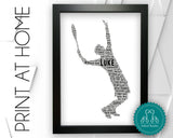 Personalised PRINTABLE Tennis Player Gifts Tennis Word Art Tennis Gifts For Him Player Coach Instructor - Digital Download Prints DDGC1165