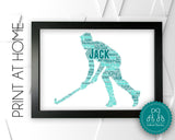 Personalised PRINTABLE Field Hockey Word Art Gift Sports Gifts Print Gifts For Hockey Player Wall Prints Digital Download Ball Gift DDNP189