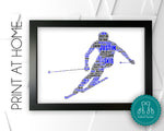 Personalised PRINTABLE Skiing Word Art Gift For Skier Gifts Snow Sports Ski Wall Prints Wall Art Digital Download Prints DDPG0076