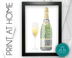 Personalised PRINTABLE Word Art Gift Champagne Gift Celebration Gift Champagne Flute Wall Art Wall Prints Digital Download Prints DDPG0507