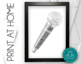 Personalised PRINTABLE Microphone Gifts Word Art Wall Print - Singer Gifts Wall Decor Custom Word Print Digital Download DDSC0162