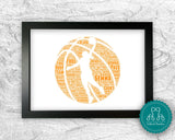Personalised Basketball Silhouette For Basketball Team Player Gift Word Art Wall Room Decor Prints GC1019