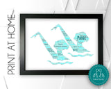 Personalised PRINTABLE synchronised swimming Gifts Word Art Wall Print - Swimming Gifts Wall Decor Custom Digital Download Prints DDSC0108