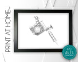 Personalised PRINTABLE Tattoo Artist Gifts Word Art Wall Print - Tattoo Gun Gifts Wall Decor Download Prints DDSC0233
