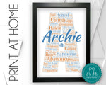 Personalised PRINTABLE Any Initial Gifts Word Art Wall Print - Boys Name Gifts Wall Decor Custom Word Print Digital Download DDSC0157
