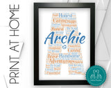 Personalised PRINTABLE Any Initial Gifts Word Art Wall Print - Boys Name Gifts Wall Decor Custom Word Print Digital Download DDSC0157