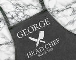 Personalised Mens Head Chef BBQ Cooking Apron - Great Fathers Day Gift Idea AP0028