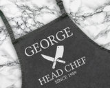Personalised Mens Head Chef BBQ Cooking Apron - Great Fathers Day Gift Idea AP0028