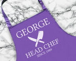 Personalised Mens Head Chef BBQ Cooking Apron - Great Fathers Day Gift Idea AP0028