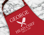 Personalised Mens Head Chef BBQ Cooking Apron - Great Fathers Day Gift Idea AP0028