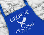 Personalised Mens Head Chef BBQ Cooking Apron - Great Fathers Day Gift Idea AP0028