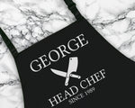 Personalised Mens Head Chef BBQ Cooking Apron - Great Fathers Day Gift Idea AP0028