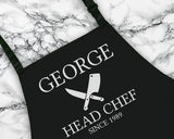 Personalised Mens Head Chef BBQ Cooking Apron - Great Fathers Day Gift Idea AP0028