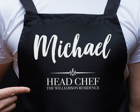 Personalised Apron for Men Gift for Dad - Barbecue BBQ Cooking Apron - Great Fathers Day Gift Idea Head Chef AP0031