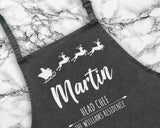 Personalised Mens Christmas Apron - Gift For Him Dad Grandad Family Name Cooking Baking Head Chef BBQ Design AP034