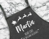 Personalised Mens Christmas Apron - Gift For Him Dad Grandad Family Name Cooking Baking Head Chef BBQ Design AP034