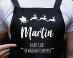 Personalised Mens Christmas Apron - Gift For Him Dad Grandad Family Name Cooking Baking Head Chef BBQ Design AP034