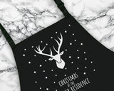 Personalised Mens Christmas Reindeer Apron - Gift For Him Dad Grandad Family Name Cooking Baking Head Chef BBQ Design AP0035