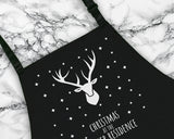 Personalised Mens Christmas Reindeer Apron - Gift For Him Dad Grandad Family Name Cooking Baking Head Chef BBQ Design AP0035