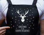 Personalised Mens Christmas Reindeer Apron - Gift For Him Dad Grandad Family Name Cooking Baking Head Chef BBQ Design AP0035