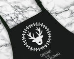Personalised Mens Christmas Reindeer Apron - Gift For Him Dad Grandad Family Name Cooking Baking Head Chef BBQ Design AP0036
