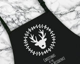 Personalised Mens Christmas Reindeer Apron - Gift For Him Dad Grandad Family Name Cooking Baking Head Chef BBQ Design AP0036