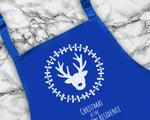 Personalised Mens Christmas Reindeer Apron - Gift For Him Dad Grandad Family Name Cooking Baking Head Chef BBQ Design AP0036