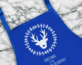 Personalised Mens Christmas Reindeer Apron - Gift For Him Dad Grandad Family Name Cooking Baking Head Chef BBQ Design AP0036