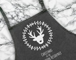 Personalised Mens Christmas Reindeer Apron - Gift For Him Dad Grandad Family Name Cooking Baking Head Chef BBQ Design AP0036