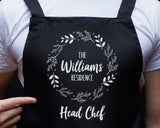 Personalised Mens Christmas Apron - Gift For Him Dad Grandad Family Name Cooking Baking Head Chef BBQ Design AP0033