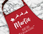 Personalised Mens Christmas Apron - Gift For Him Dad Grandad Family Name Cooking Baking Head Chef BBQ Design AP034