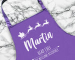 Personalised Mens Christmas Apron - Gift For Him Dad Grandad Family Name Cooking Baking Head Chef BBQ Design AP034