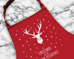 Personalised Mens Christmas Reindeer Apron - Gift For Him Dad Grandad Family Name Cooking Baking Head Chef BBQ Design AP0035
