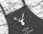 Personalised Mens Christmas Reindeer Apron - Gift For Him Dad Grandad Family Name Cooking Baking Head Chef BBQ Design AP0035