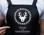 Personalised Mens Christmas Reindeer Apron - Gift For Him Dad Grandad Family Name Cooking Baking Head Chef BBQ Design AP0036