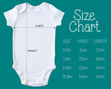 a size chart for a baby's bodysuit