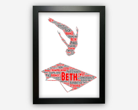 Personalised Trampolining Gifts Word Art Wall Print - Trampoline Gifts Wall Decor Custom Word Cloud Wall Art A3 A4 A5 8x10 Print SC0120