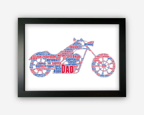 Motorcycle Gift Personalised Word Art Gift Wall Art Wall Prints Art Gifts For Him Motorbike Gift Wall Art Cruiser Biker PG0082