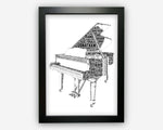 Personalised Grand Piano For Pianist Piano Gift Word Art Wall Room Decor Prints PG0045
