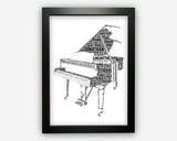 Personalised Grand Piano For Pianist Piano Gift Word Art Wall Room Decor Prints PG0045