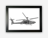 Personalised Helicopter Aircraft Chopper Pilot Gift Word Art Wall Room Decor Prints NP183