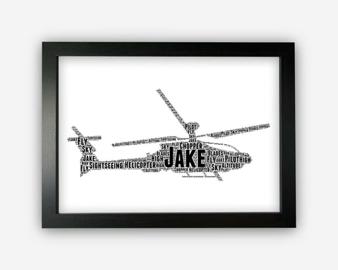 Personalised Helicopter Aircraft Chopper Pilot Gift Word Art Wall Room Decor Prints NP183